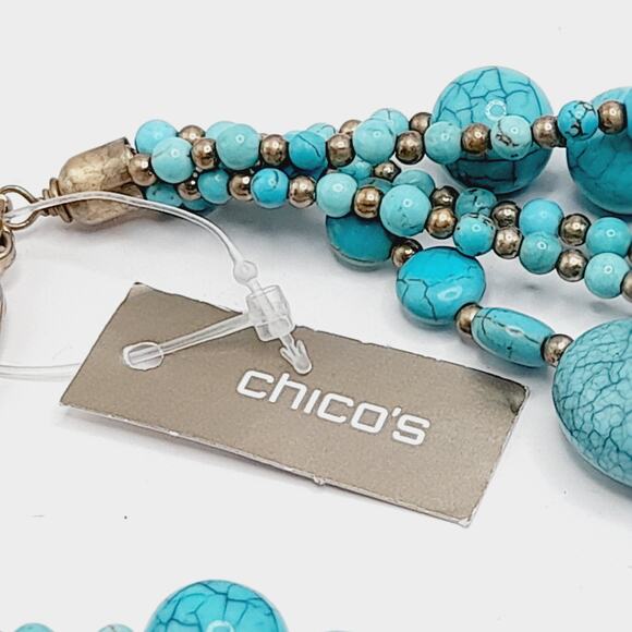 Chico’s Dyed Howlite Gemstone Statement Necklace 5 Strand 21” NWT - Picture 10 of 13